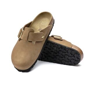 BIRKENSTOCK BOSTON BIG BUCKLE 40R MUD GREEN NUBUCK LEATHER